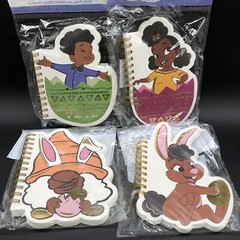 Black Paper Party Easter 4 Notebooks Boy & Girl In Egg Shells Chocolate Bunny