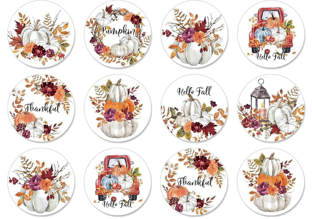 🍂24 Pretty FALL STICKERS Pumpkins Flower Truck Halloween Autumn Thanksgiving