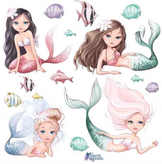 Violette Stickers Trendy Mermaid Girls Craft Planner Supply Scrapbook Fish