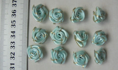Satin Metallic ROSE Packs 12 CELESTE BLUE with Gold Trim 15-17mm Across VerCFrnt