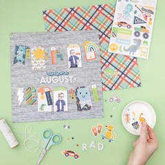 Pebbles COOL BOY CARDSTOCK STICKER SET scrapbooking (2) SHEETS FOIL