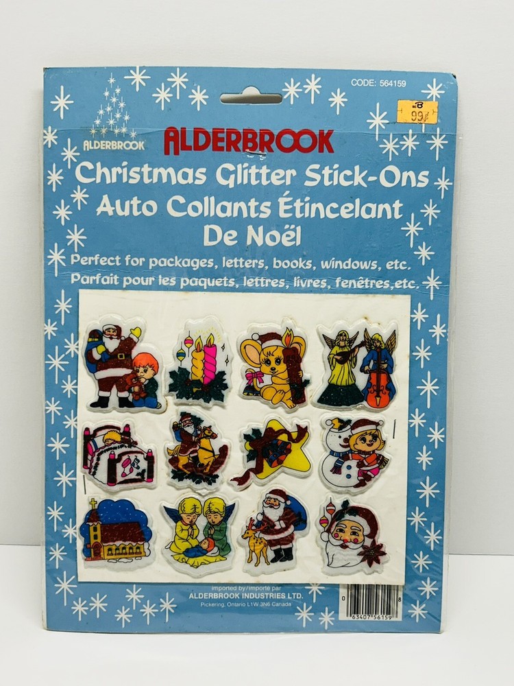 Vintage Alderbrook Christmas Glitter Puffy Stick on Stickers 12 Retro Stickers