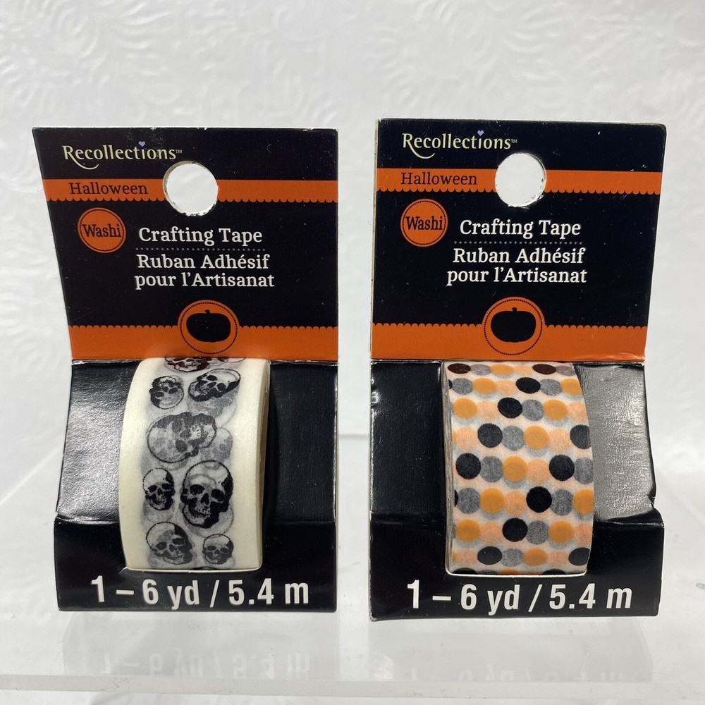 Lot 2 Recollections Halloween Washi Crafting Tape Skulls Skeleton Black Orange