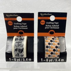 Lot 2 Recollections Halloween Washi Crafting Tape Skulls Skeleton Black Orange