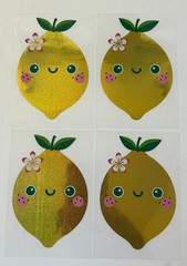 retro y2k Cup Drink Mug Decal Stickers Foil Cut LEMONS 4 pack