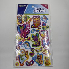 168pc Rainbow Stickers Unicorn Cat Dog Dolphin Paw Prints Hearts Art Skills