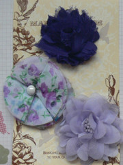 LAVENDER WHITE & Flat PURPLE Mix Fabric 3 Flowers 60-70mm – Manor House
