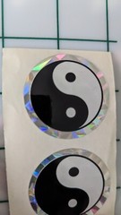 Vintage Stickers Yin Yang Symbol Prism Red Purple Silver POGS Slammers Lot Of 9