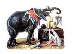 Set of (2) 1800’s Die Cuts of Circus Elephants *