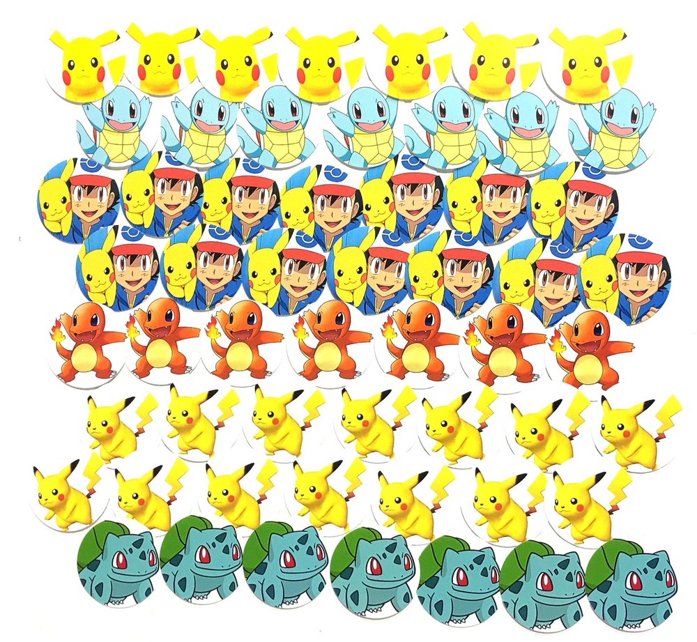 SET of 100- 1″ PRECUT «Pokemon» BOTTLE CAP IMAGES. Hairbows, Scrapbooking.