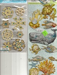 Large Lot of Stickers and Presswood Door Hanger – Sea Life, Dragonflies, Stars