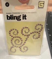 BasicGrey Bling It Designer Rhinestones Pink Swirl Design BLI-1724