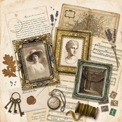 80 Pcs Vintage Baroque Frame Stickers for Scrapbooking, Aesthetic Colorful1