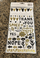 AC Thickers MISCELLANEA Amy Tangerine Shine Chipboard Stickers Black Gold Foil