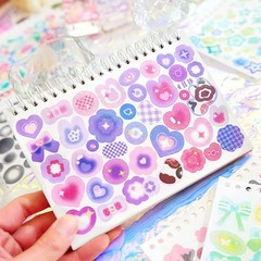 2500PCS Kpop Stickers, Glitter Deco, Heart Butterfly Ribbon, Multicolor