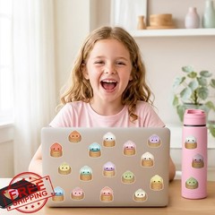 Feuid Gniea Cute Dumpling Roll Stickers – 2 Rolls 1000Pcs Cartoon Dumpling Wa…