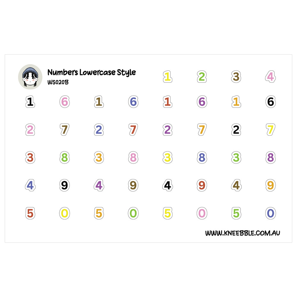 Number Dates Planner Stickers – Text Lowercase Style