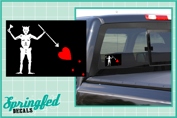 BLACK BEARD’S JOLLY ROGER Pirate Flag Vinyl Decal Car Truck Sticker CUSTOM SIZES