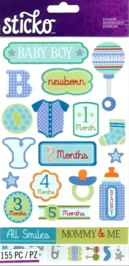 Baby Boy Months Bottle Pacifier Stroller Newborn Cute Sticko Flip Pack Stickers