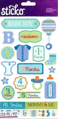 Baby Boy Months Bottle Pacifier Stroller Newborn Cute Sticko Flip Pack Stickers