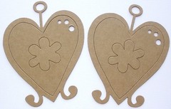 {4} VICTORIAN HEARTS – Decorative Accents Chipboard Die Cuts – 3 1/2 x 4 3/8″