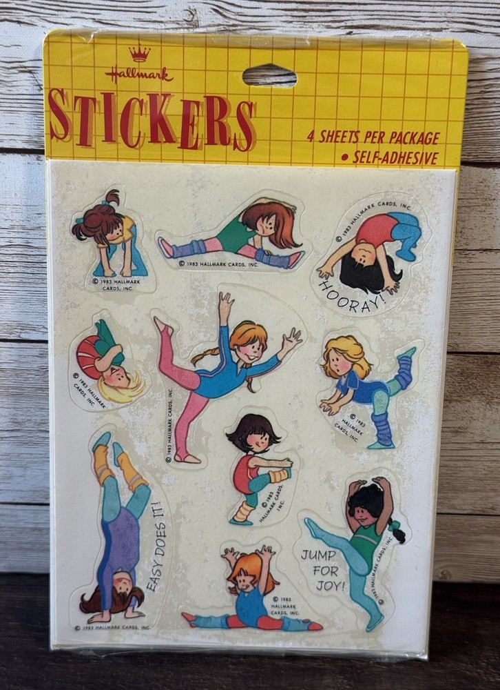 Vintage 1983 Hallmark Kids Girls Gymnastics Dance Aerobics Sticker Package NOS