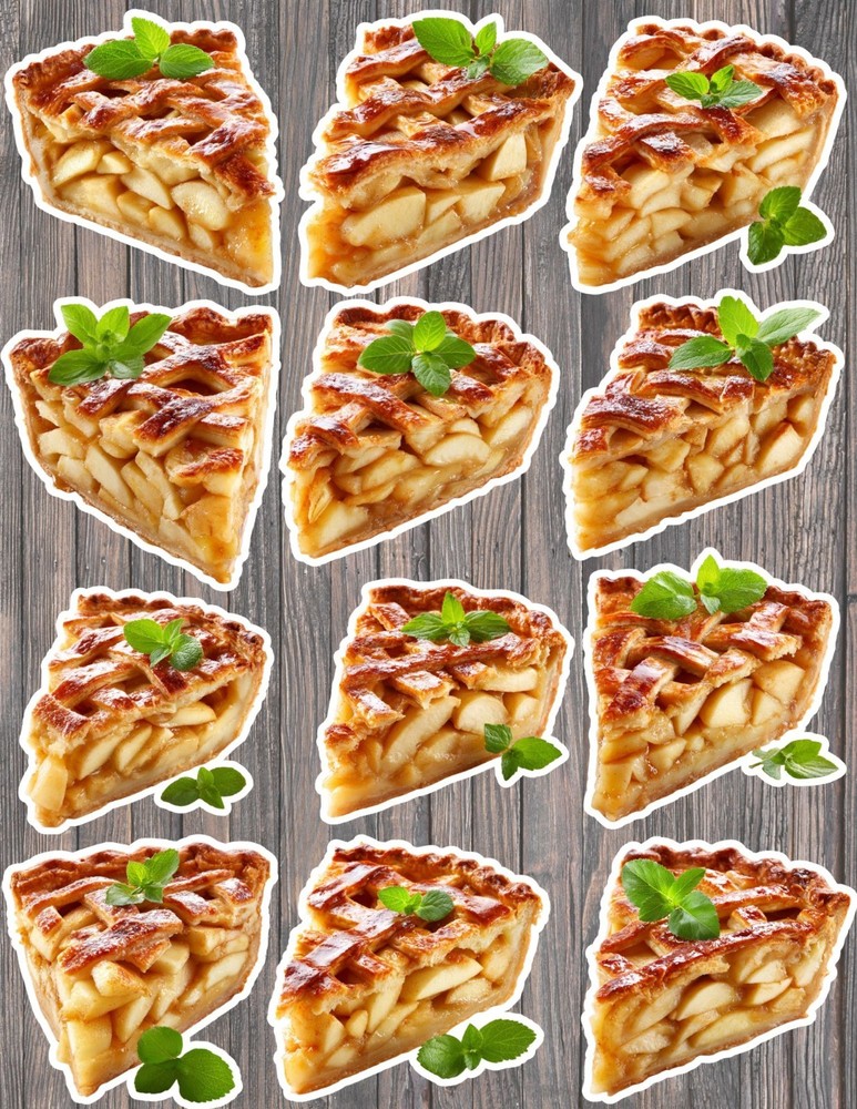 Apple Pie Die Cut Vinyl Stickers Set Scrapbooking Laptop Waterbottle