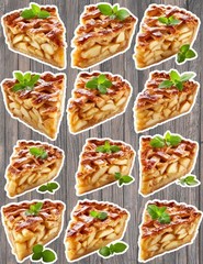 Apple Pie Die Cut Vinyl Stickers Set Scrapbooking Laptop Waterbottle