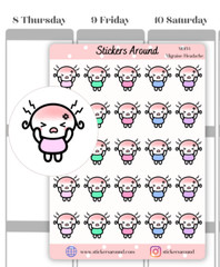 Headache Planner Sticker, Migraine Sticker, Doodle Calendar and Journal Sticker