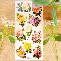 Violette Stickers Pastel Roses Sticker Sheet Vintage Rose Flowers Journal Craft