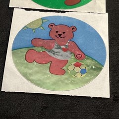 Vintage 80’s SANDYLION Foil Tennis & Soccer TEDDY BEAR Stickers