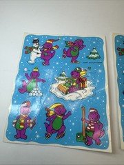Vintage Barney The Purple Dinosaur In The Snow Set Of 2 Sticker Sheets