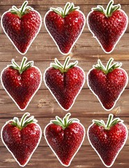 Heart Shaped Strawberry Die Cut Stickers Set Scrapbooking Laptop Water Bottle