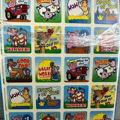 Vintage Stickers Carson-Dellosa Publishing Instructional Fair Parrot Stamp Farm