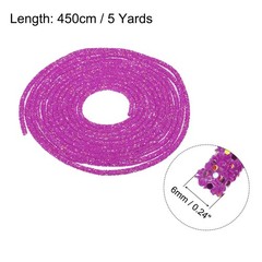 5 Yard 6mm Glitter Sequins Rope Sequins Rhinestone Cord Purple