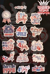 16pcs Stickers: USA Independence Day 4th of July Glossy Stickers