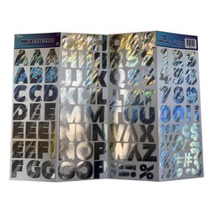 Royal Brites Self-Adhesive Alpha-Numeric Holographic Silver Foil Characters, 2”