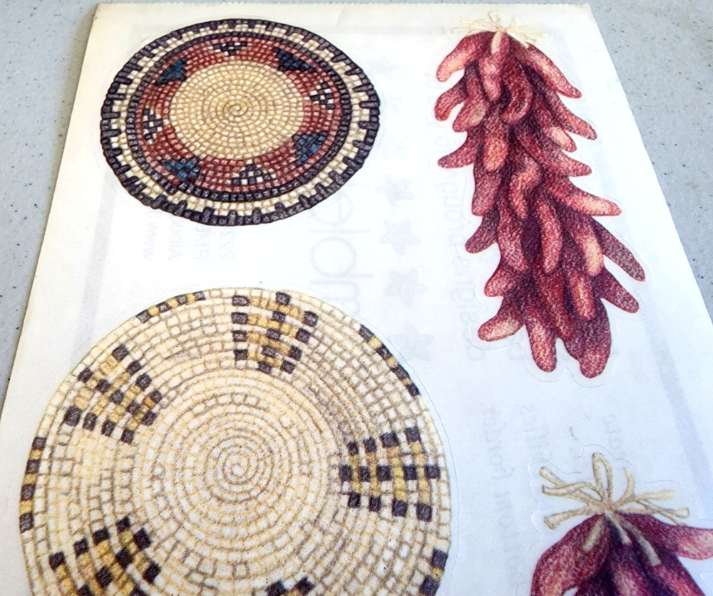 Clear Stickers 12″ Chilies Southwest Indian Weave Scrapbook Tumblebeasts 2002