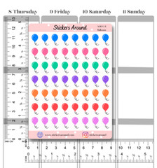 Rainbow Birthday Balloon Icon Stickers for Planner, Calendar and Journal