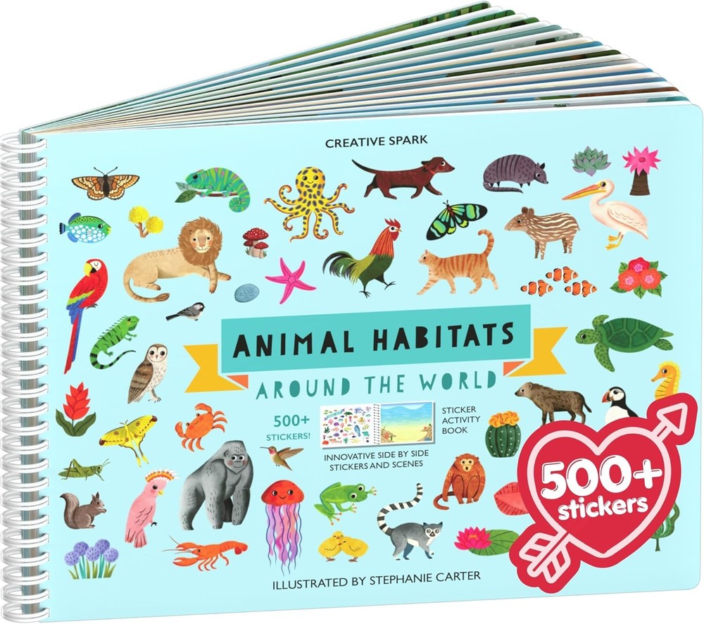 Animals Habitat 500+ Kids Sticker Book by Cupkin Toddler Airplane Travel Activit
