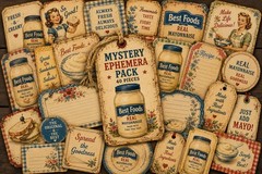 Vintage Mayonnaise Mystery Ephemera Pack | 40 Printed Retro Kitchen Paper Pieces