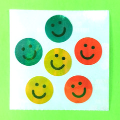 Great 7 Happy Faces Pearlescent Sticker Mod Orange Yellow Green