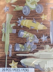 US Amy Military Uniform Boots Helmet Tank Gun Knife Star Tickets Stickers Crafts