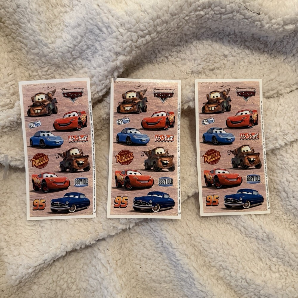2000s Hallmark Disney/Pixar Cars sticker sheets [Pack of 3] Lightning McQueen