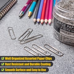 Kempshott 250 Large Paper Clips Smooth, Jumbo Paper Clips for Paperwork Ideal…