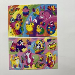 Vintage Lisa Frank Stickers Lot Kitten Puppies Bunnies Flowers Easter Eggs Heart