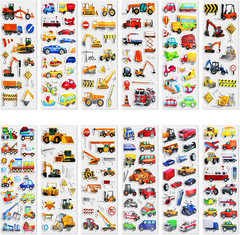 400+ Cars and Truck Stickers for Kids, 24 Sheets Construction Birthday Party Fav