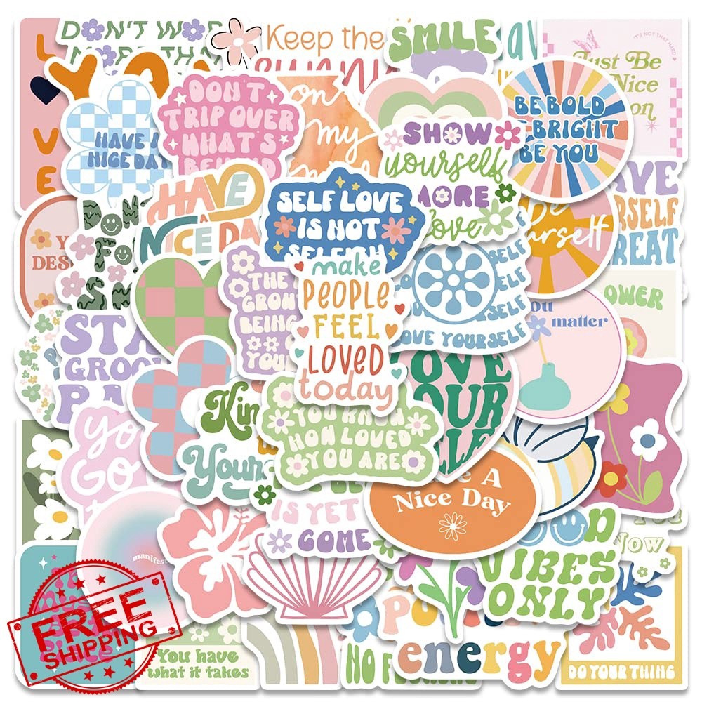 Dovipta Stickers Motivational 50 Pcs Preppy