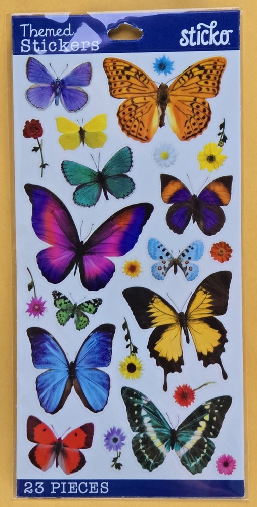 Themed/ Everyday Sticker Single Sheet / Butterflies/ 23 pieces