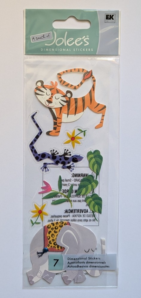 Jolee’s Jungle Zoo Animals Elephant Tiger Lizard Scrapbooking Stickers